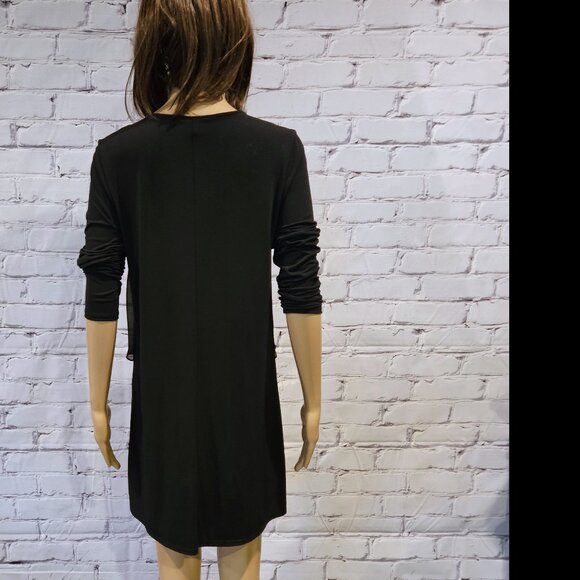 BCBGeneration - Black long sleeve dress with front pleats - Picture 7 of 8